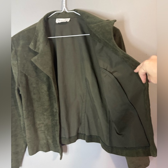 Brody Myles size small Olive Green felt like Women's Jacket/Blazer, button up - Picture 3 of 6